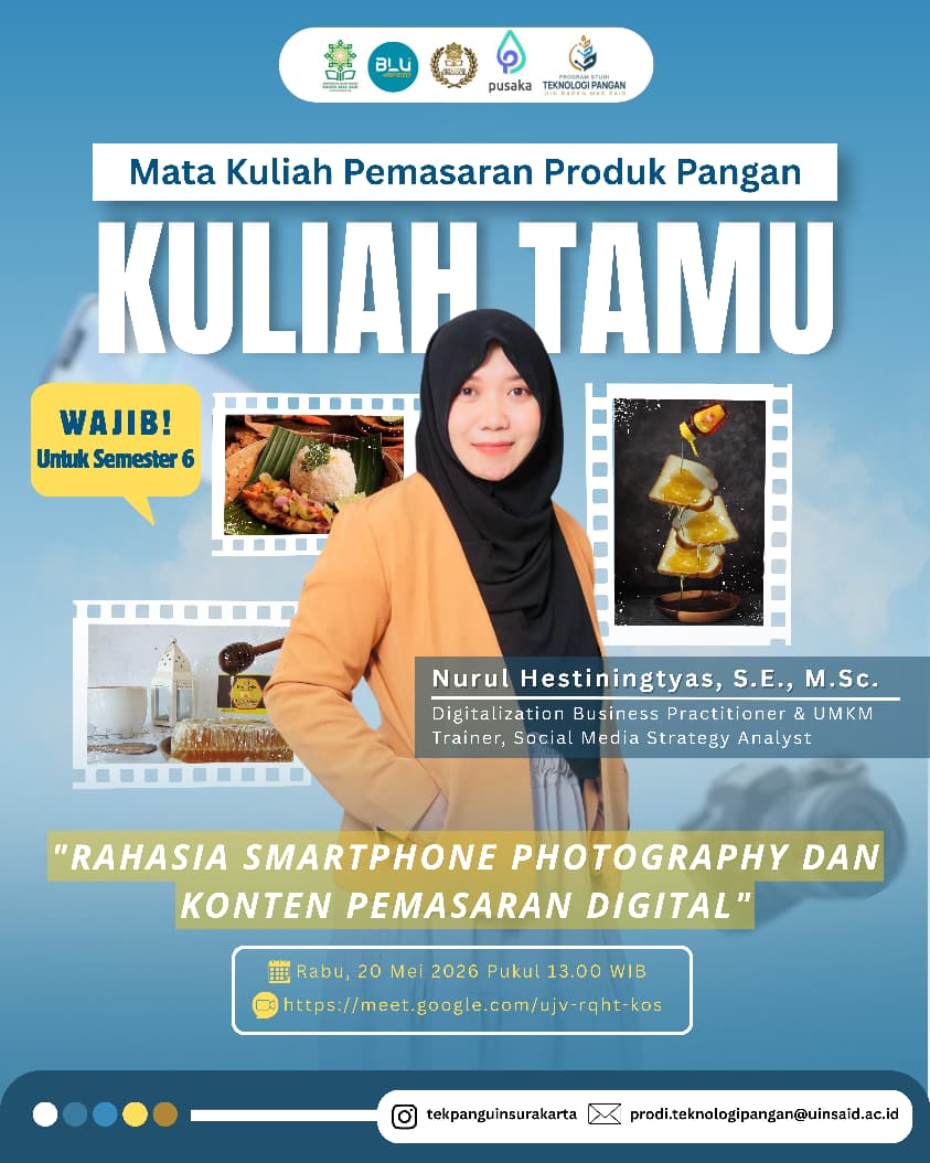 Kuliah Tamu Teknologi Pangan: Mahasiswa Belajar Fotografi Produk & Konten Digital bersama Nurul Hestiningtyas